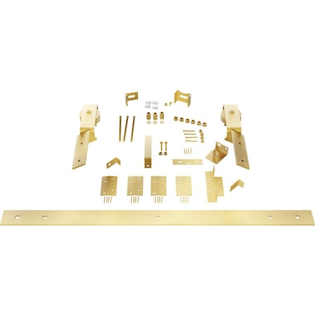 Ekena Millwork Barnfold J-Strap 2-Door Hardware Set for 1 1/4" to 1 3/8" Doors with 48" Track, Jacob's Gold GB6007M2D48JG